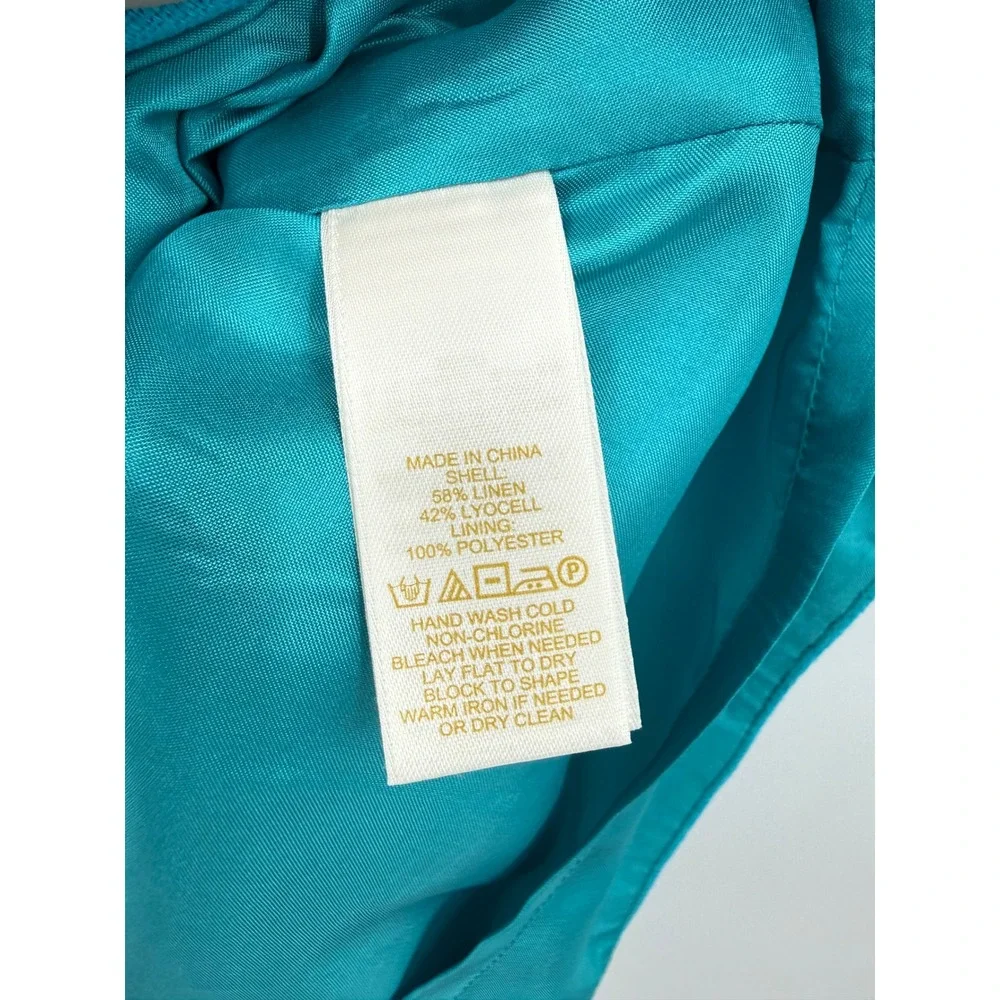 Kate Spade Dress Womens 14 Blue Aqua Linen Blend Cleo‎ Sleeveless Pockets NEW